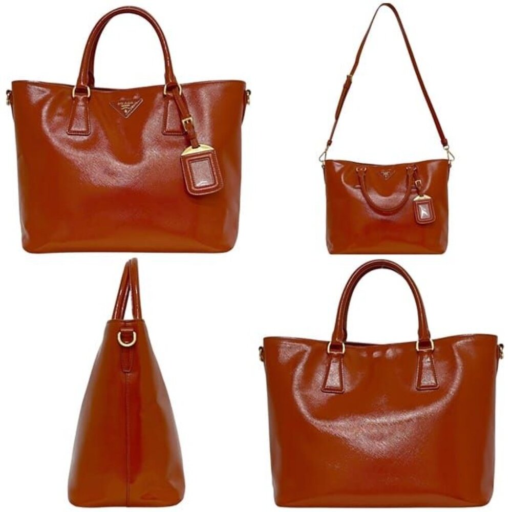 Prada 2 way Bag Orange Patent Leather 103 - Picture 2 of 10